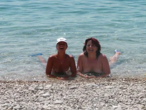 Family on nude beach